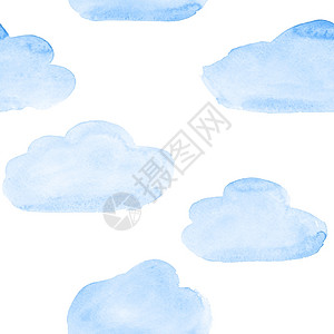 蓝水彩云无缝模式背景图片