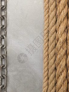 金属质料背景上的船舶链绳和图片