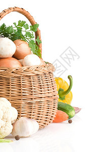 在白色背景上隔离的新鲜蔬菜食品图片