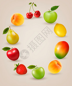 一套健康的食物水果矢量图片