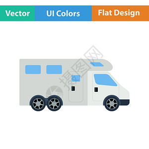 用ui颜色解露营家庭大篷车的简单设计矢量图图片