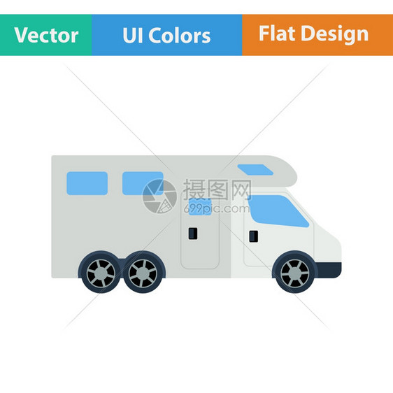 用ui颜色解露营家庭大篷车的简单设计矢量图图片