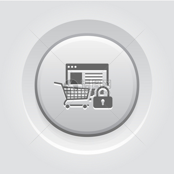 安全购物图标商业概念灰质按钮设计图片
