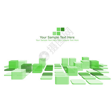 立体抽象绿色矩形方框矢量设计模板图片