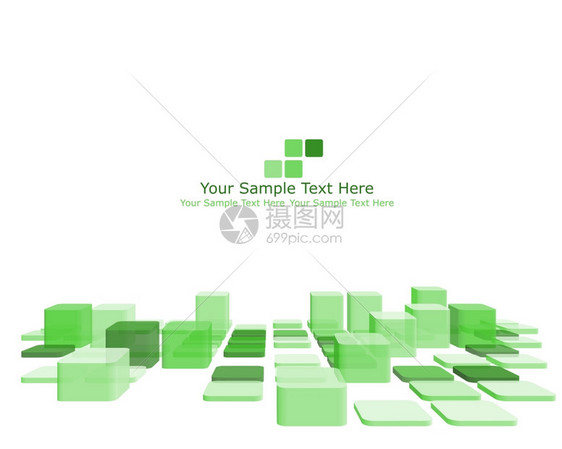 立体抽象绿色矩形方框矢量设计模板图片