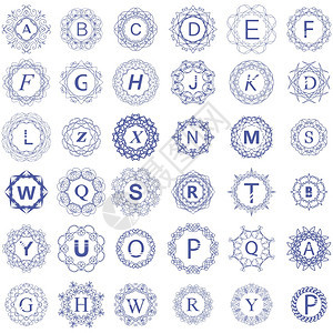 白色背景上的简单词形设计模板蓝色圆形条纹简单的词形设计模板图片