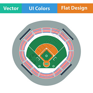 棒球场图标平板设计矢量插图图片