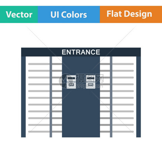 运动场入口旋转图示以ui颜色设计平坦矢量插图图片