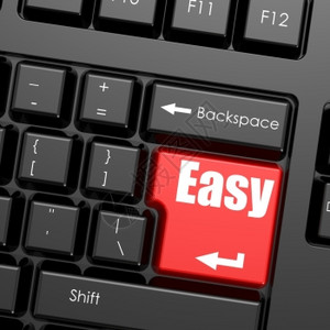 计算机键盘上的红色输入按钮Easyword商业概念背景图片