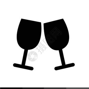 两杯葡萄酒或香槟图标图片