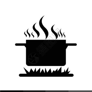 火上烹饪图标说明设计图片