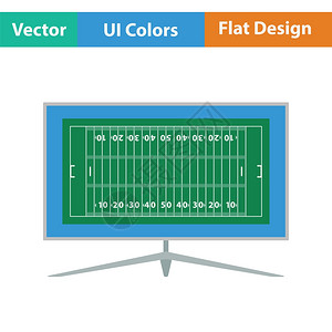 美国足球电视图标平面彩色设计矢量图解图片