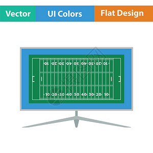 美国足球电视图标平面彩色设计矢量图解图片