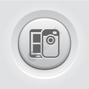 移动摄影图示设备和服务概念灰质按钮设计图片