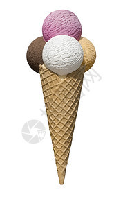 白背景孤立的华夫饼冰淇淋中的彩色白背景孤立无援图片