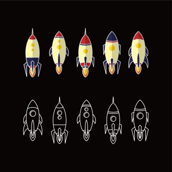 火箭运载发射主题矢量图