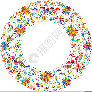 墨西哥刺绣圆框图案图片