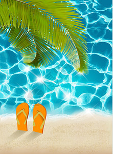 度假背景棕榈树海滩大海矢量插画图片