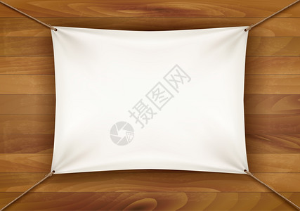 海报背景布白布横幅在木背景上有文字空间矢量插画