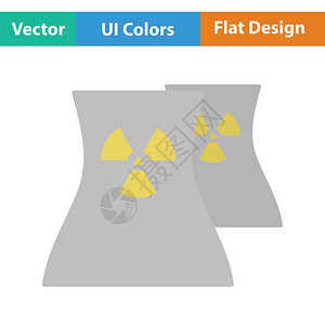 核电站图标平面设计矢量图解图片