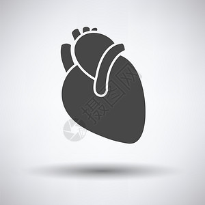 灰色背景的人类心脏图标图片