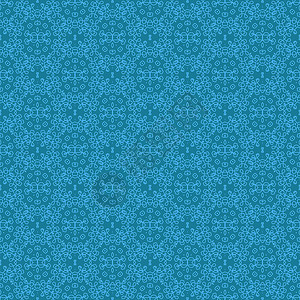 蓝色上的无缝纹理设计元素圆形回滴模式填充壁纸的OrnateFloral装饰背景上的传统装饰背景图片