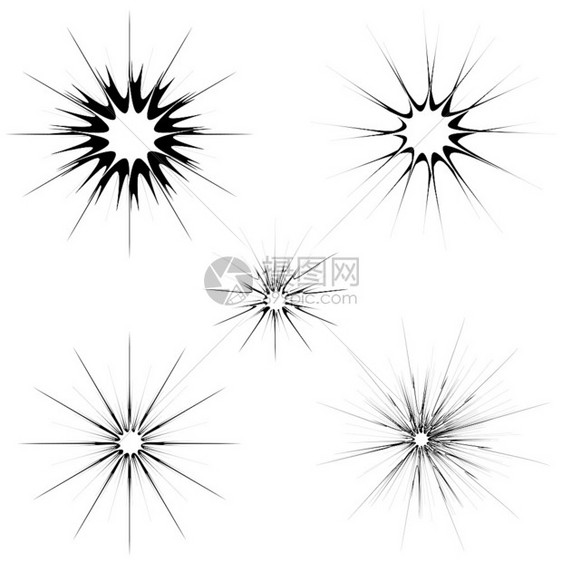 爆炸闪光卡通爆炸白色背景上隔离的爆炸设置图片