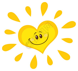 心形微笑的太阳卡通元素图片素材