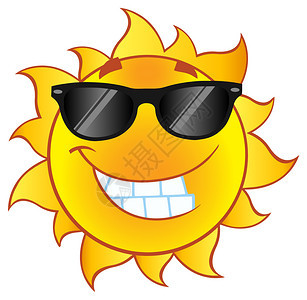 戴墨镜微笑的太阳卡通元素图片