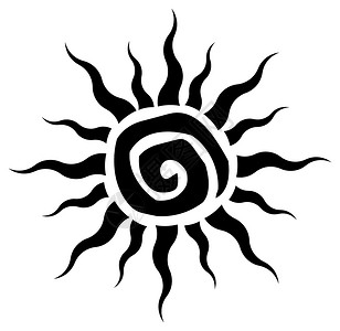 夏天室外黑色抽象黄太阳简单设计插画