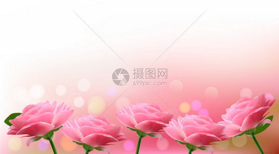 粉色花背景矢量插图图片