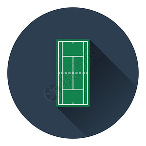 渔船出海宽图网球场标记图平面颜色设计矢量插图插画