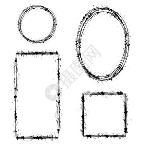 白色背景上隔开的一套不同墨水框架困苦的肮脏形状不同的墨水框架组困苦的形状图片