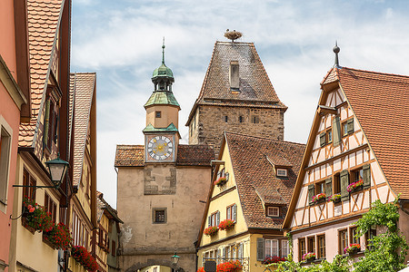 RothenburgobdderTauber历史城镇位于德国巴伐利亚弗朗索尼RothenburgODT市中心图片