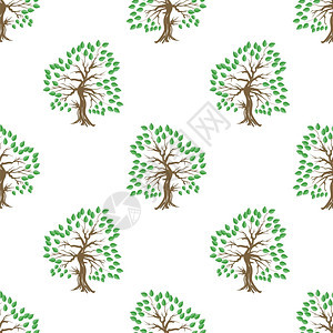 白色背景上的绿树矢量元素图片