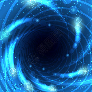 圆形宇宙隧道灯光或涡流隧道灯或涡流蓝色矢量插图插画