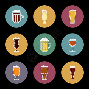 平板啤酒玻璃图标集平板啤酒玻璃图标集矢量说明图片