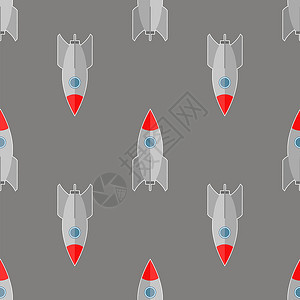 无缝空间火箭飞行模式灰色背景下的空间火箭飞行无缝模式图片