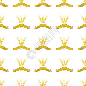 小麦丝带无缝模式啤酒图标孤立图片