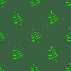 在绿色背景上孤立的夏季绿叶无缝模式夏季绿叶模式图片