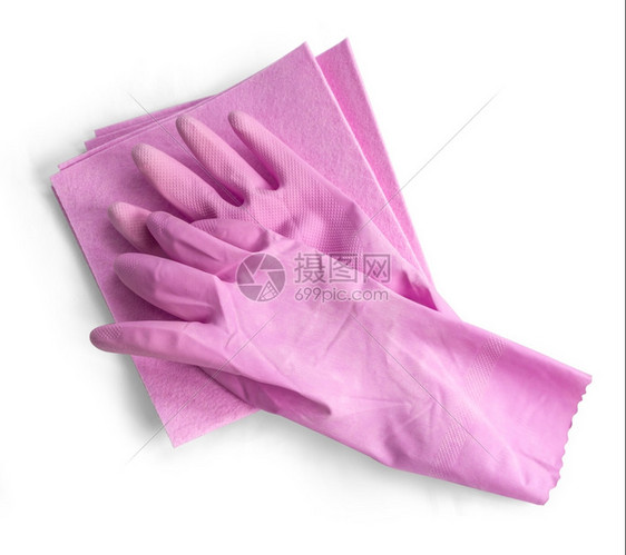 粉色清洁橡胶手套带海绵的粉色清洁橡胶手套图片