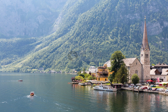 奥地利HallstattHallstat村的经典景象图片