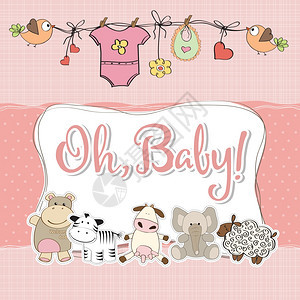 带动物的婴儿女淋浴卡病媒格式背景图片