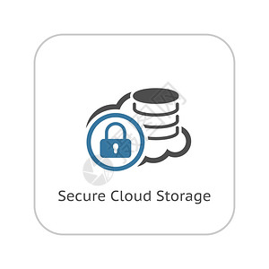 安全云存储图标平面设计带云和挂锁的安全概念孤立的说明应用符号或UI元素图片