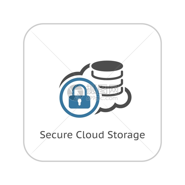 安全云存储图标平面设计带云和挂锁的安全概念孤立的说明应用符号或UI元素图片