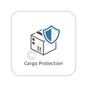 货物保护图标平面设计带有纸箱和盾牌的安全概念孤立的说明应用程序符号或UI元素图片