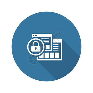 安全级别图标平面设计带有网页和挂锁的安全概念孤立的说明应用符号或UI元素图片