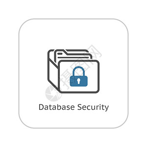 数据库安全图标平面设计带有数据库和挂锁的安全概念孤立的说明App符号或UI元素图片