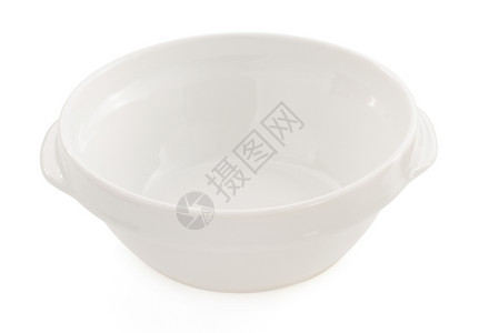 白色背景中孤立的空陶瓷碗图片