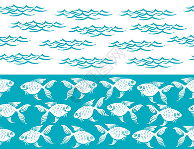 海洋中的鱼类矢量图图片